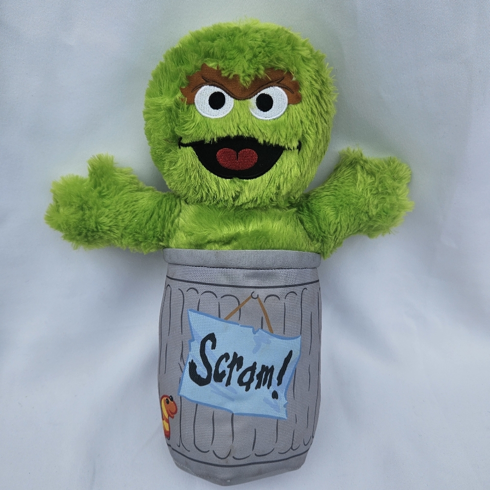 Sesame Street Plush Oscar The Grouch Scram 13" Garbage Can Stuffed Animal